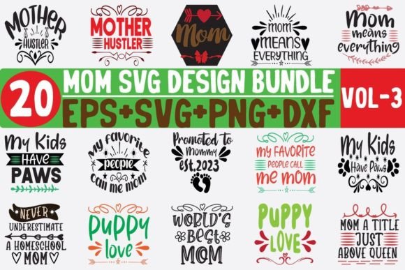 20 Mom Bundle SVG: Graphics for Crafts and Commercial Use