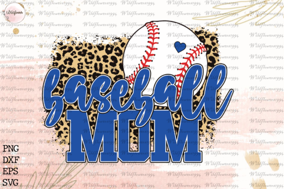 Baseball Mom Blue Leopard SVG: Graphics for Crafts
